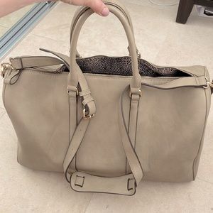 New Taupe Weekender Duffle Bag | Travel Tote with Detachable Strap